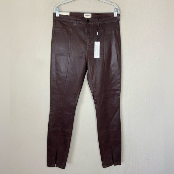 NWT L'Agence Jyothi Skinny Brow Cocoa Jeans Coated High Rise Ankle Size 32 - Picture 4 of 9